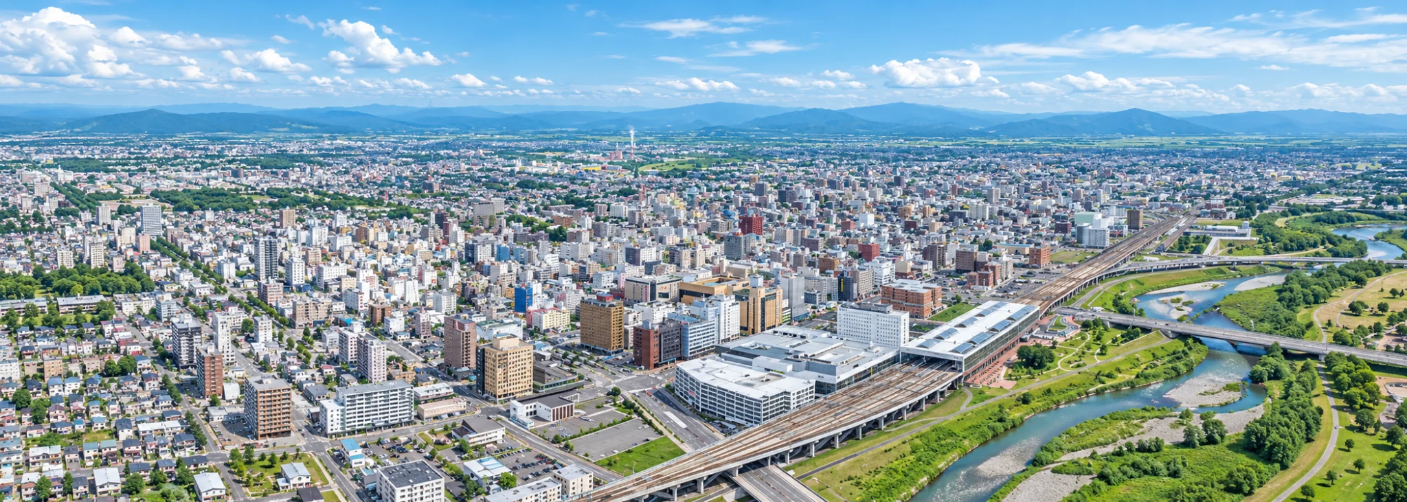 旭川駅と旭川中心部を望む俯瞰イメージ