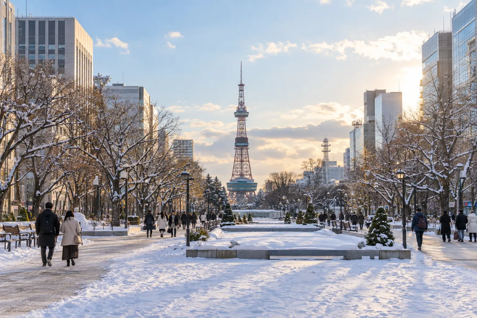 雪景色の札幌・大通公園